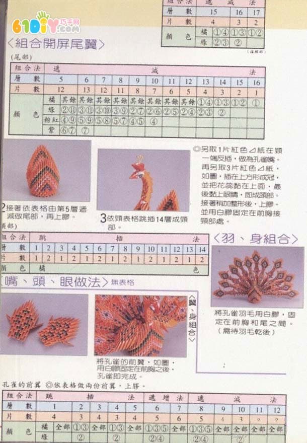 三角插动物制作教程 开屏的孔雀