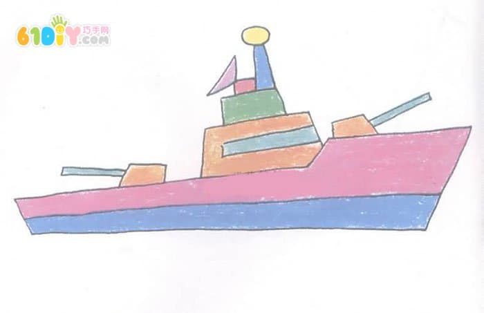 怎样画军舰_交通工具简笔画_巧巧手幼儿手工网