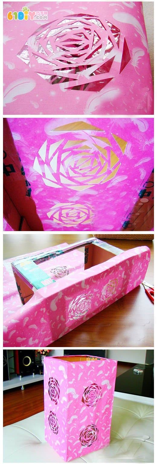 纸盒废物利用 玫瑰雕花灯笼