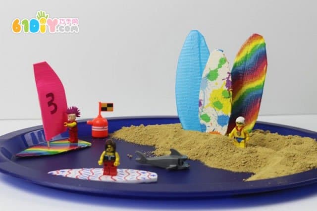 夏天玩具DIY 泡沫手工制作冲浪板