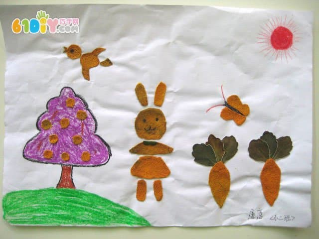 幼儿园橘子皮贴画作品图片