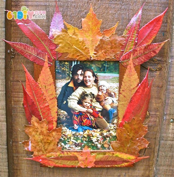 秋天儿童手工制作 美丽的树叶相框