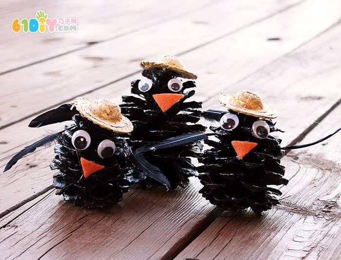 儿童松果手工 可爱的猫头鹰制作
