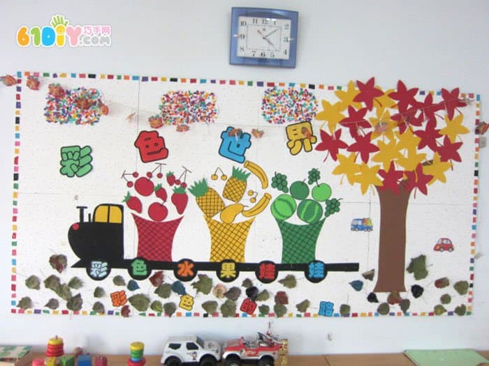 幼儿园秋天水果丰收主题墙