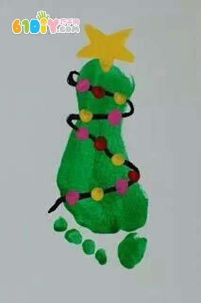 圣诞节手工 5款脚印画圣诞树