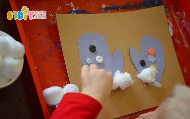 儿童冬天手工 纸手套贴画