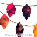 旧杂志利用 秋天的树叶装饰挂饰