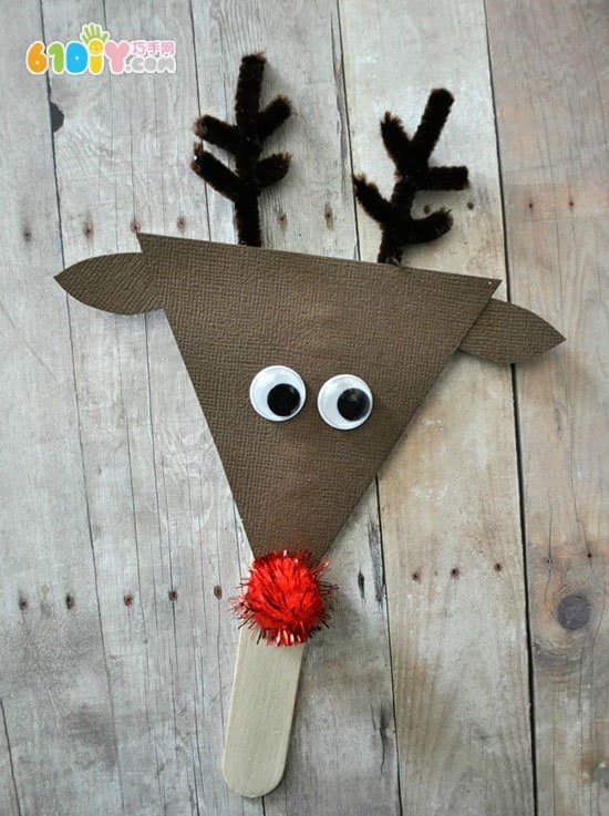 圣诞节儿童手工 三角形变圣诞老人和驯鹿