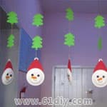 幼儿园圣诞节吊饰 纸盘圣诞雪人