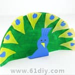 儿童纸盘手工 可爱的绿孔雀制作