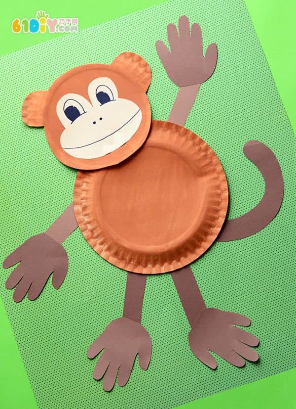 儿童手工 纸盘制作小猴子