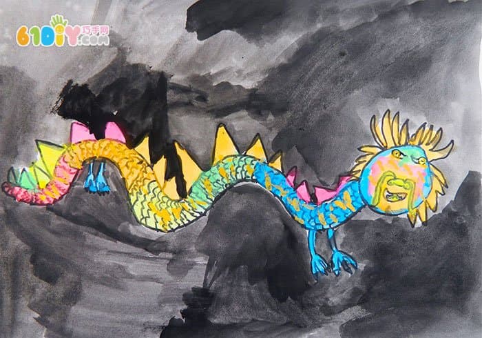 春节手工 中国龙涂鸦作品图片