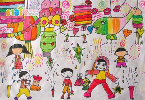 精彩的元宵节儿童画作品