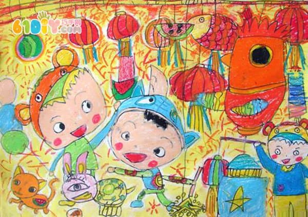 精彩的元宵节儿童画作品