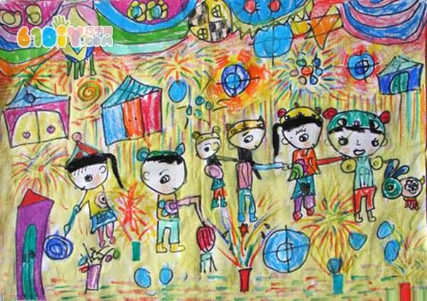 元宵节儿童画作品