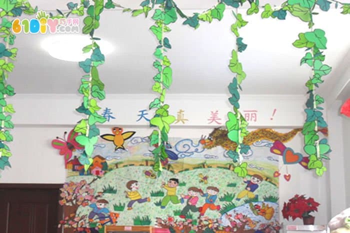 幼儿园春天绿藤吊饰图片