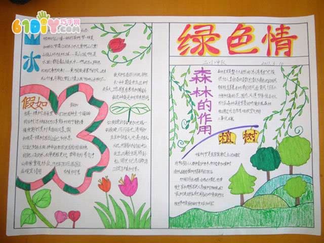 小学生植树节手抄报作品