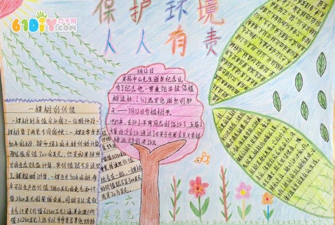 小学生植树节手抄报作品