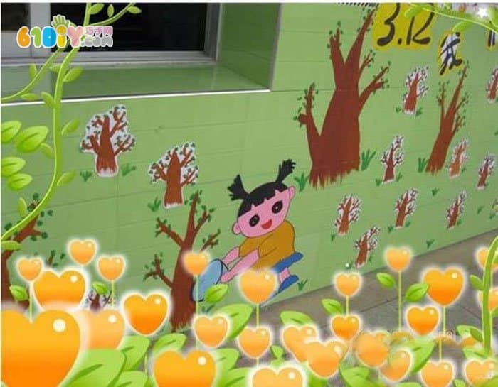 幼儿园植树节走廊墙饰