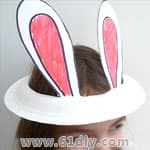 儿童复活节制作纸盘兔子耳朵帽子