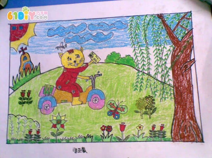 清明节踏青儿童绘画作品