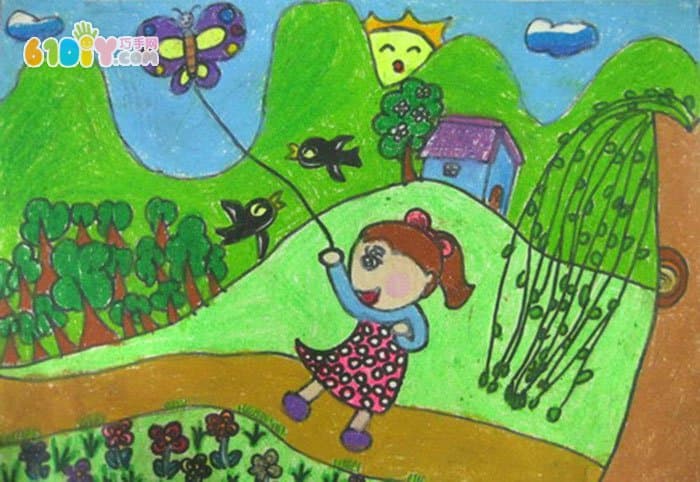 清明节踏青儿童绘画作品