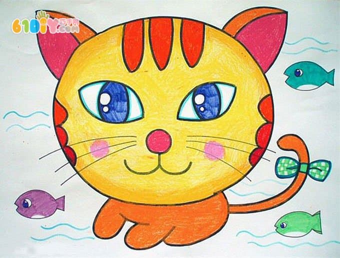 小猫儿童画_儿童画作品_巧巧手幼儿手工网