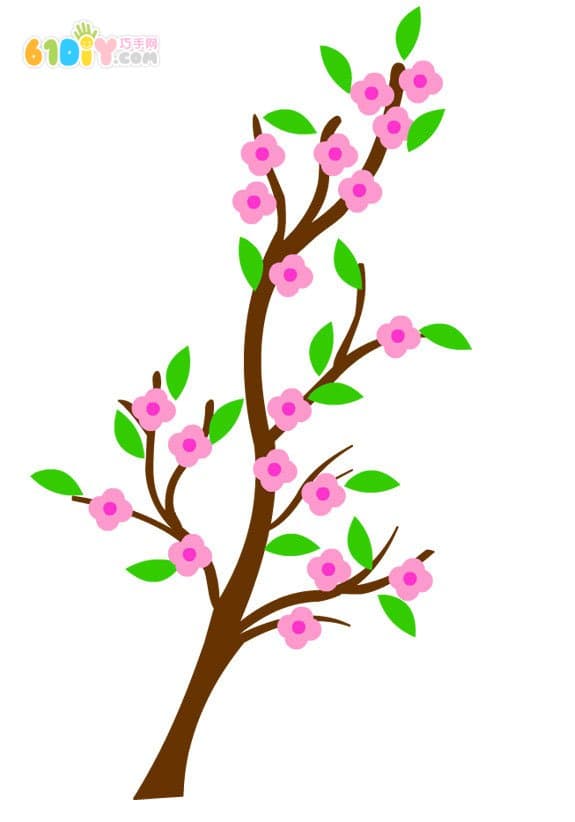 春天DIY 美丽的桃花手工贴画