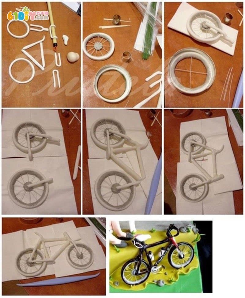 粘土制作自行车图解