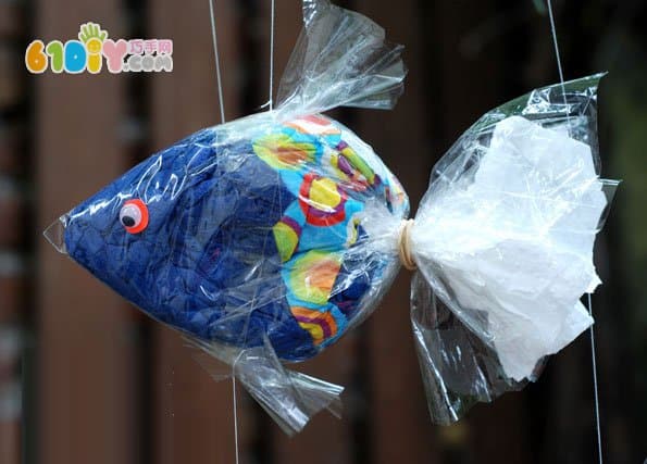 儿童创意 塑料袋纸巾鱼挂饰_塑料袋手工_巧巧