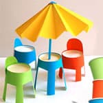 儿童创意手工制作桌椅和沙滩伞
