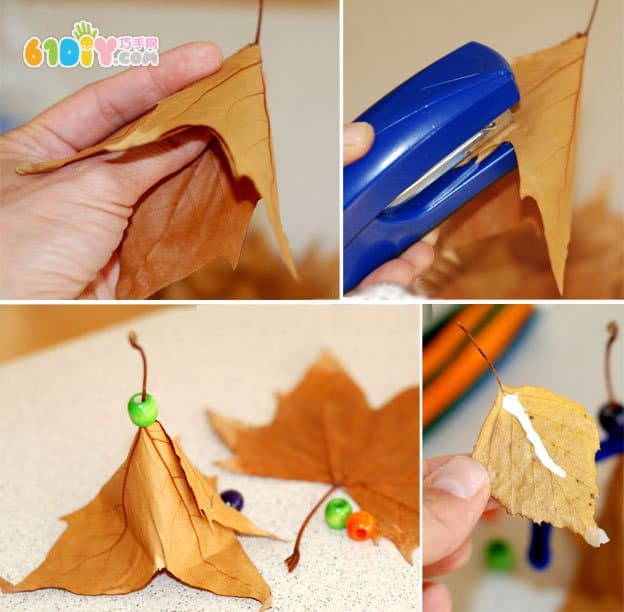 儿童创意DIY 树叶制作立体小人