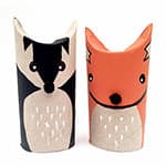 卷纸筒动物手工 狐狸和獾