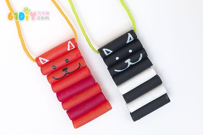 儿童手工 通心面制作卡通项链