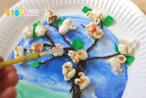 儿童创意DIY 爆米花制作树贴画