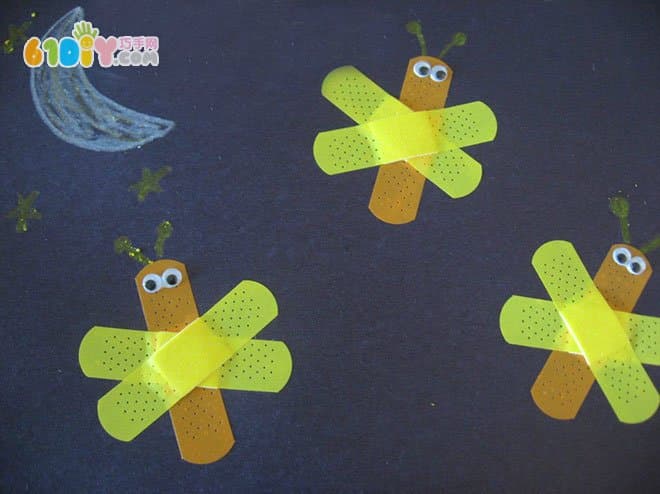 儿童创意 伤口贴制作可爱萤火虫贴画