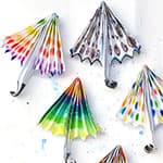 折扇手工系列 漂亮的花雨伞