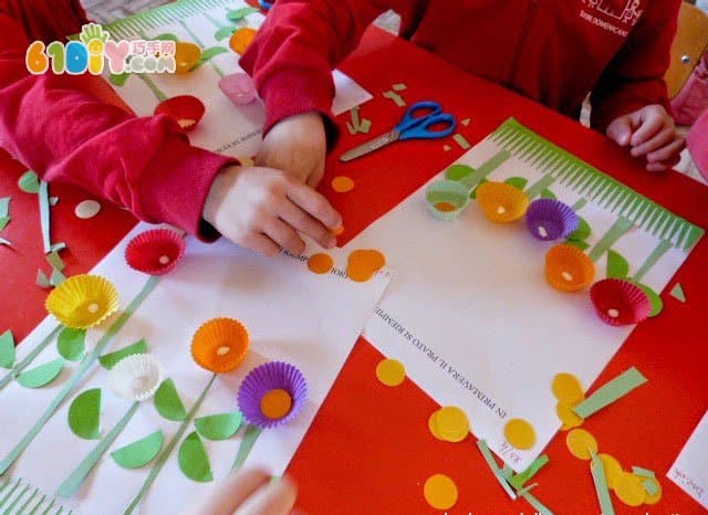 教师节儿童制作花朵贴画手工