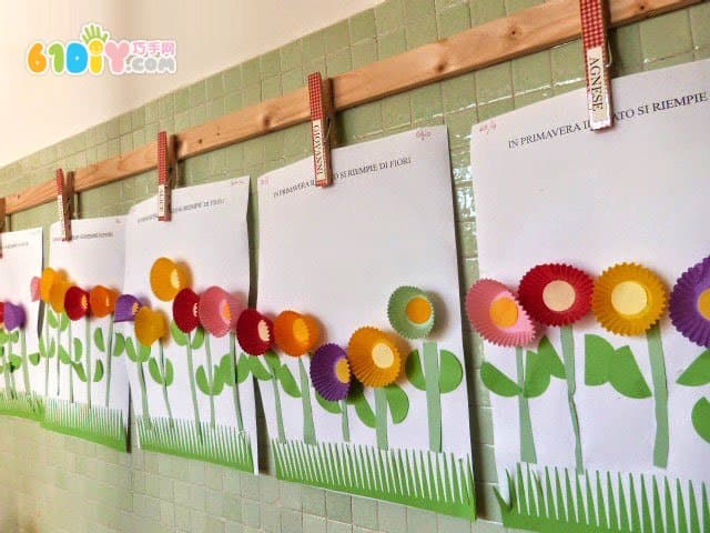 教师节儿童制作花朵贴画手工