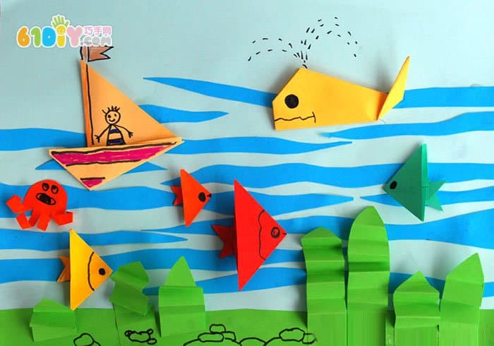 儿童折纸贴画手工 美丽的大海