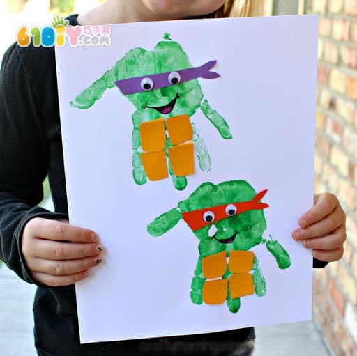 儿童创意diy  手印画 忍者神龟