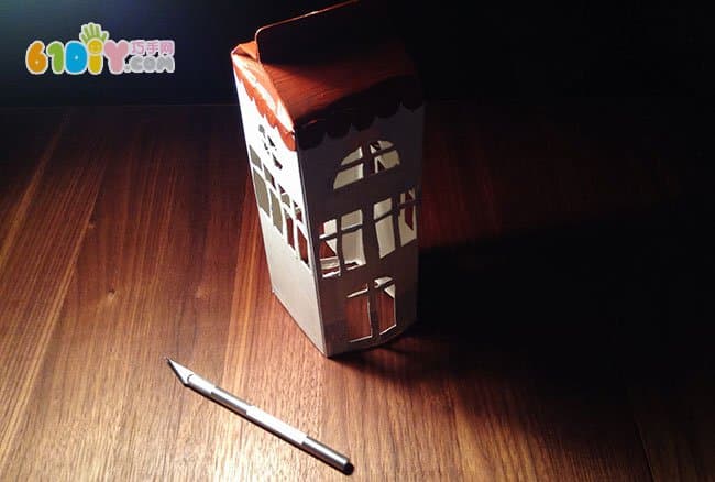 环保中秋节 牛奶盒制作小房子灯笼