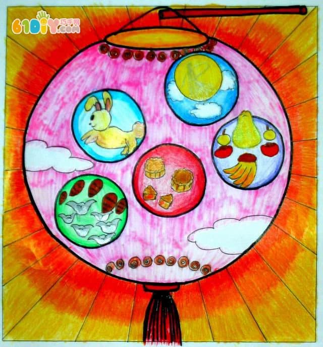 中秋节创意灯笼绘画设计