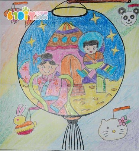 中秋节创意灯笼绘画贴画设计_儿童画作品_巧巧手幼儿手工网