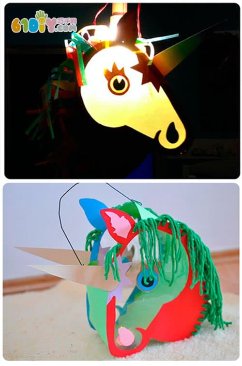 中秋节花灯制作 彩虹独角兽灯笼