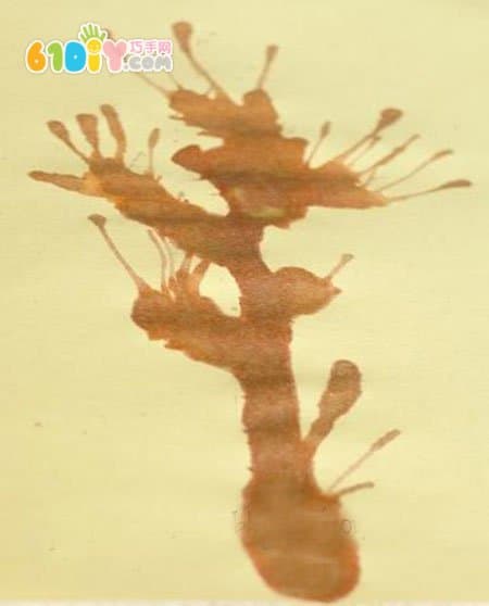 儿童秋天手工 吹画指印树