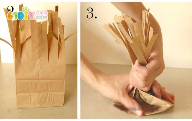 儿童秋天手工制作纸袋树