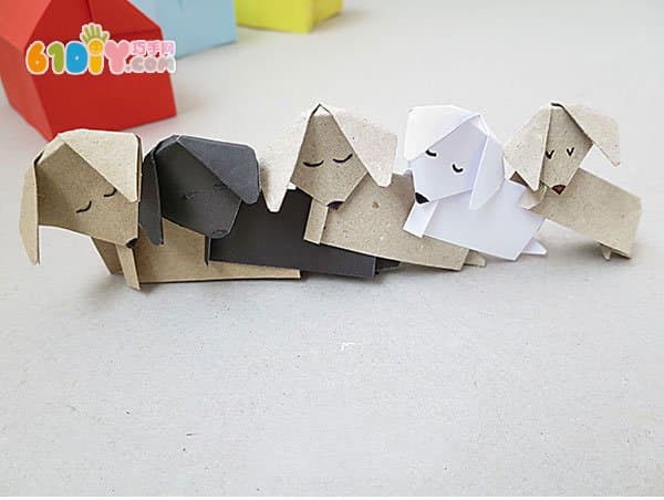 立体动物折纸 小狗的一家和狗窝