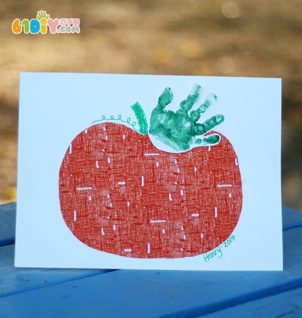 儿童制作万圣节手印布贴画南瓜