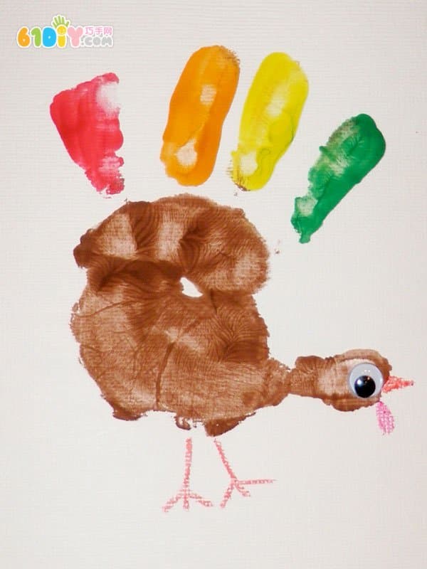 感恩节儿童创意DIY手脚印火鸡